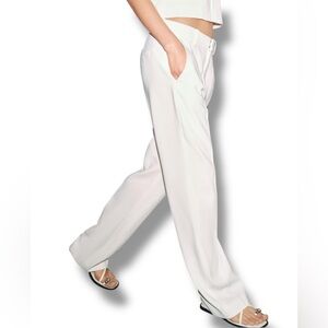 Zara Slacks Bright White Pants Flat Front Straight Leg Lightweight Size XS New